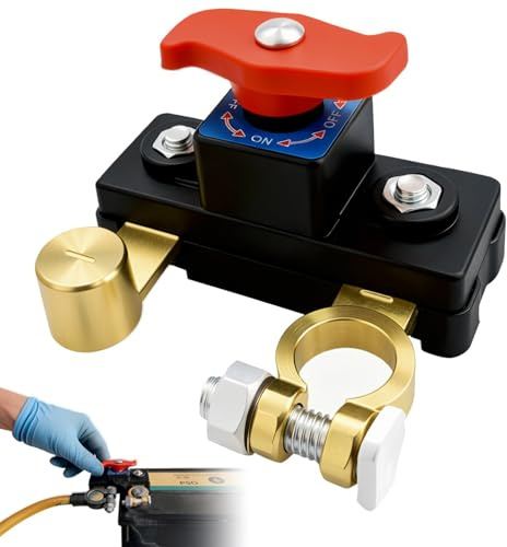 Coupe Circuit Batterie Voiture 12V-24V, Interrupteur de Batterie en Cuivre Pur Réglable, Moto, Camion, Camping Car, Bateau, Tracteur