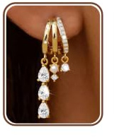 Roheafer Ohrringe Gold Silber 925 Post Damen Ohrringe Gold Hängend | Hypoallergen 14K Vergoldete Creolen mit Cubic Zirkonia Hängeohrringe Wasserfest Elegantes Statement Schmuck Geschenke