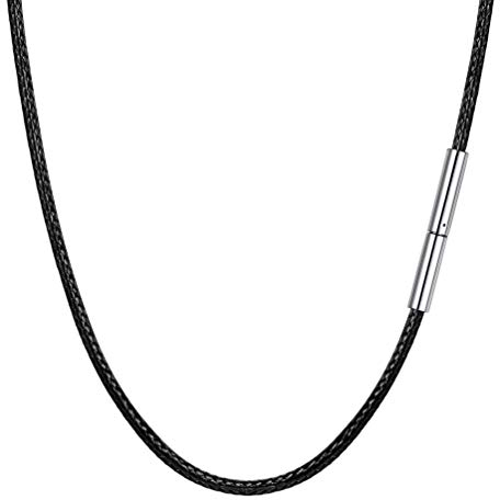 PROSTEEL Damen Herren Halskette/Armband 2mm schwarz Kunstleder geflochten Lederkette Jungen Mädchen Lederband 41cm/16 Kette Accessoire für Anhänger mit Edelstahl Verschluss