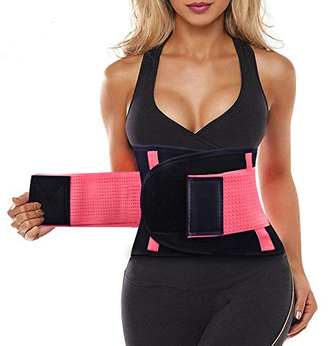 SIHOHAN Bauchweggürtel, Schwitzgürtel Fitness Gürtel, Verstellbarer Taille Trimmer Gürtel Fitnessgürtel, Waisttrainer Taillenformer, Bauchgürtel für Herren und Damen(Rosa, M)