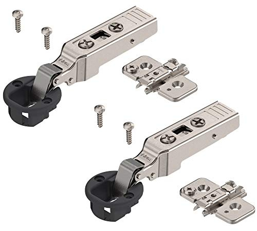 Gedotec Glastür-Scharnier Topfband Eckanschlag für Glastüren | Blum Scharnier 75T4100 mit Schließautomatik | Clip Top Möbelscharnier mit Montageplatte | 2 Stück Topfscharnier 94° für Glas-Vitrinen