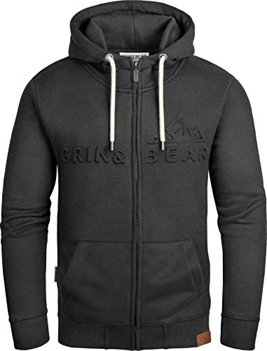 Grin&Bear Huvtröja för män med präglad logotyp GEC017, svart, M