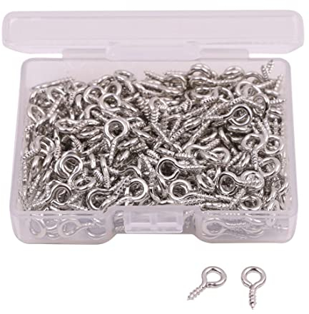 SIOPPKIK Oil à Oeillets, 300 Pièces Vis à Oeil Broches 5 x 10 mm Filetage Crochets Pitons pour Résine, Bijoux, Arts Bricolage Faisant