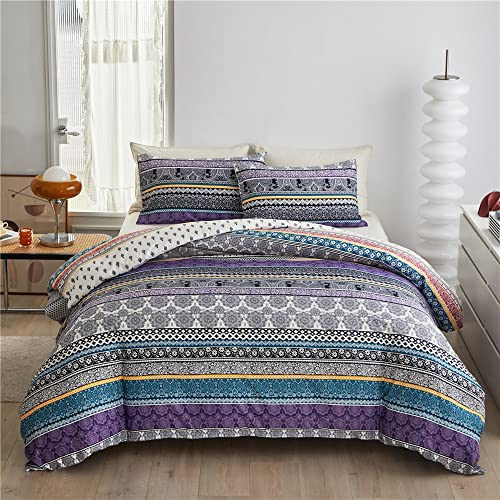 Steppdecke 135x200 Blumen Bunt Boho Sommer 4 Jahreszeiten Ganjahresdecke Bohemian Muster Winter Bettdecke Jersey Atmungsaktive Zudecke Weiche Microfaser Sommerdecke Quilted Gesteppte Tagesdecke