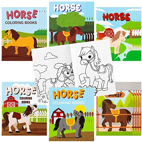JAPBOR 24pcs Horse Party Coloring Books, Farmhouse Pony Color Pages Drawing Booklet Bulk, Cartoon Western Horses DIY Art Painting Craft Games Party Favors Carnival Goodie Bags Fillers