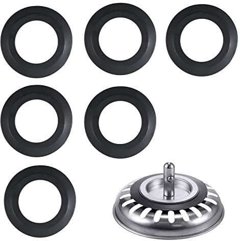 DINGFENG 6 Siebkörbchen Dichtungsring Lippendichtung Spüle Abfluss | Innen 32mm Außen 54mm für Siebkörbchen Ersatz Dichtung Gummi schwarz