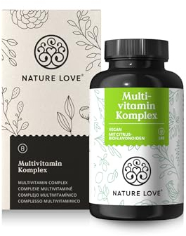 Nature Love Multivitamin Komplex – 180 vegane Kapseln – Vitamine A-Z & Mineralstoffe – mit Grünteeextrakt und Citrus-Bioflavonoiden – hochdosiert und mit Bioaktiv-Formen – laborgeprüft
