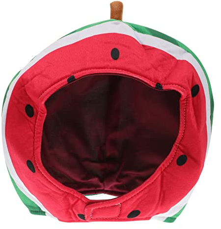 ABOOFAN 1 STK Wassermelonen-Kopfbedeckung Sonnenblumen-Haar-Accessoire Melonenhut Plüschiger Obsthut Frucht Kostüm Hut Plüsch-Zylinder Fruchthut Sommer Drachenhut Plüsch Und Pp Baumwolle