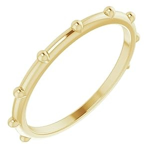14 Karat Gelbgold, poliert, stationierter Perlenring, US-Größe 7, Schmuck für Damen, One Size, Metall Gelbgold Goldfarben Metall: Gelbgold, Kein Edelstein