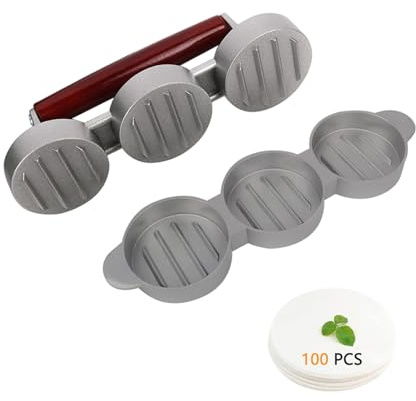 Volicrt Burgerpresse mit 100 Patty Papers Set, Hamburgerpresse Patty Maker, antihaftbeschichtete Hamburgerpresse, Patty Maker Form, Fleisch, Rindfleisch, Käse, Gemüse, Burger Maker für Grill