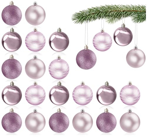 COM-FOUR® 24x Bolas de árbol de Navidad, Bolas de plástico para árboles | Adornos para el árbol de Navidad - Adornos para árboles de Navidad