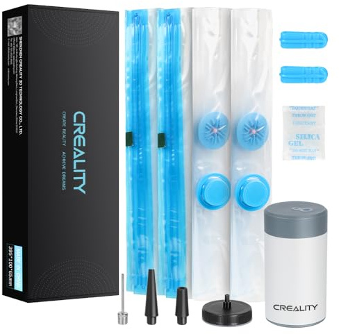 Creality Official 3D Printer Filament Vacuum Upgrade Kit, 8pcs Filament Vacuum Compression Storage Bag with USB Pump, Dust Proof Humidity Resistant Filament Dry, 40 x 40CM Reusable Vacuum Storage Bags