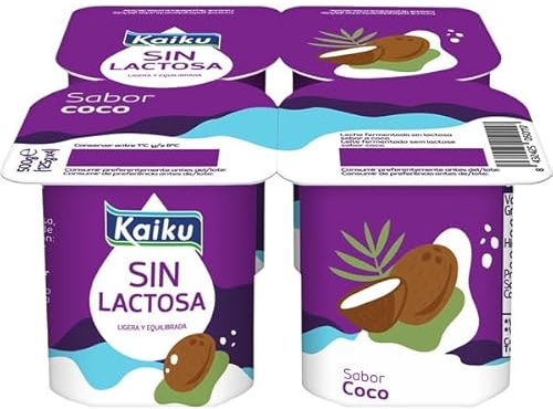 (6 PACK) de 4 x 125 g. KAIKU Yogur sin lactosa con varios sabores (Refrigerado) (COCO)