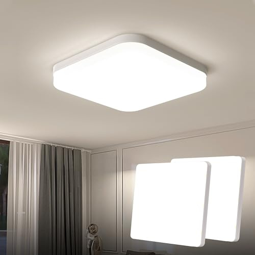 EASY EAGLE Plafoniera LED Soffitto, 23CM 4000K 3240LM 36W, Pack of 2 | Lampada Plafoniere Quadrato Luce Bianco Naturale per Camera da Letto, Cucina, Soggiorno, Ufficio, Balcone, Bagno
