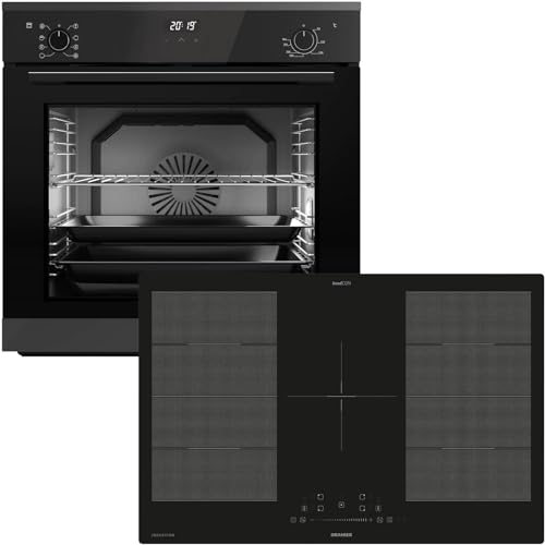 Oranier Backofen Set EBS420 Einbau autark - 9 Funktionen - breites 80 cm Flächen-Induktion FLI580 - Kochfeld mit 5 Kochzonen & Brückenfunktion