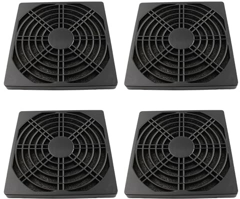 Adyoney 4 st 120 mm svart fyrkantig kylfläktsfilterskydd, dammskärm för filterfläktchassi, för PC-datorfodral, serverfodral, nätdesign för effektivt dammskydd