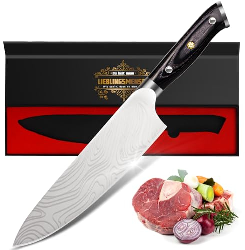 Küchenmesser Scharf Männer Geschenke Weihnachten, 34cm Kochmesser Profi Messer Weihnachtsgeschenke für Männer, Küchen Fleischmesser Extrem Scharf, Deutschem Edelstahl Ergonomischer Chef Knife