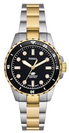Fossil BlueDive Watch for Women, Quartz Three Hand Movement with Stainless Steel Strap