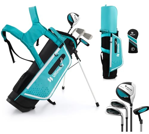 LIFEZEAL Set de Golf para Niños de 5 a 7 Años, Palos de Golf Completos con Bolsa de Transporte Impermeable, Práctica Madera 3, Hierro 7, S y Putter, para Niños diestros (Azul)