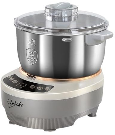 YIBAKE Machine a pate avec fonction de fermentation, 5L Robot cuisine entièrement automatique, fonction de fermentation 25-38°C, minuterie intelligente, 10 Min de pétrissage rapide