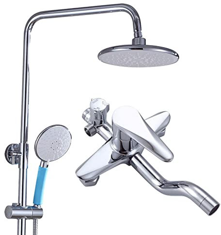 Shower Head Verstellbares Regenduschsystem, wandmontiertes Chrom-Duschset mit Duschkopf-Wasserhahn, Moderne Dusch-Mischbatterie aus Messing für Badezimmer, Hotel Rainfall Shower Head