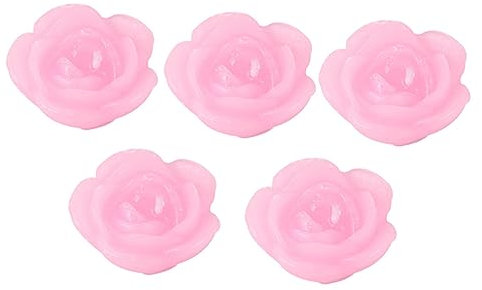 Amosfun 5 Stück Schwimmkerzen Rose Aus Paraffin Langlebige Blütenkerzen Für Hochzeits Und Partydekoration Rosafarbene Wasserfeste Teelichter Für Festliche Wohnambiente