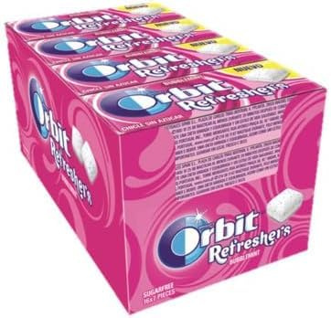 Orbit Refreshers Bubblemint, Chicles Sin Azúcar, Sabor Frutas y Menta, 12 Paquetes x 8 Unidades, 214,8 g