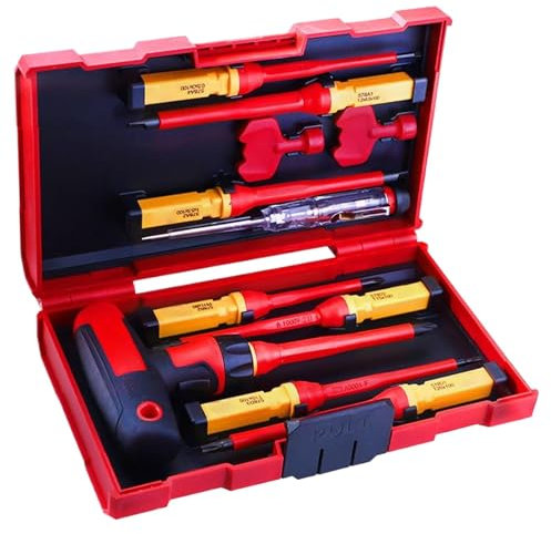 Set di cacciaviti isolanti premium – Electrician ScreverDriver Set elettrico 1000 V | Elettricista professionale isolato magnetico Phillips torx, ideale per la manutenzione