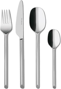 like. by Villeroy & Boch - Like Cutlery Set 16 pcs. Silver, Dishwasher-Safe, rustproof, Cutlery Set 4 People, Taste-Neutral, Cutlery, Spoon, Knife, Fork, Dessert Spoon, Stainless Steel