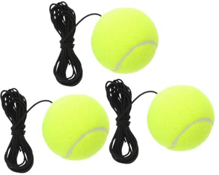 JUMPLAWN Tennis Trainingsball Mit Schnur 3 Stück Einzelspieler Tennis Übungsgerät Robustes Chemiefaser Material Für Anfänger Garagen Und Heimtraining