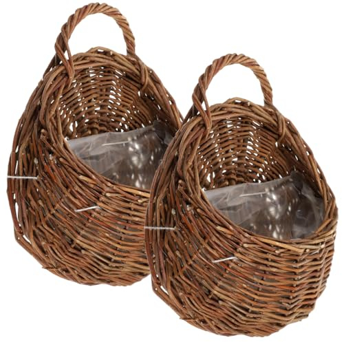 BESPORTBLE 2pcs Hanging Woven Storage Basket Decorative Wall Planter for Flowers and Plants Rustic Rattan Design for Home Decor and Space Saving Kitchen Bathroom Living Room