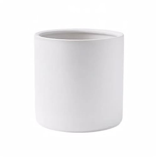 CJHFR472SG Jardinera Macetas Grandes, macetas cilíndricas Blancas puras, Simples, Modernas, suculentas, Plantas Verdes en macetas, maceteros de cerámica Interior-Exterior(Medio)