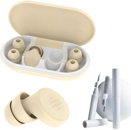 Tappi Orecchie Rumore Dormire. Tappi Orecchie Riduzione del Rumore fino a 45 dB per Studiare, Concentrarsi, Viaggi e Concerti. Protezione uditiva con 7 cuscinetti XS/S/M/L + penna per pulizia BEIGE