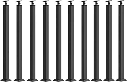 Balaustre per scale regolabili in metallo resistente, confezione da 10 mandrini per ringhiera in ferro, per portico e gradini esterni, design quadrato da 110 cm