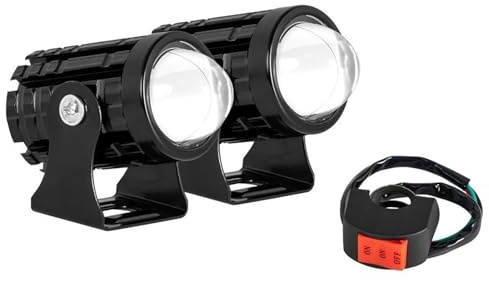 Bpjikxf Faro Motocicleta Barra Antiniebla Auxiliar Conducción Faros Delanteros 12 V 24 V Proyector LED Amarillo Blanco Para Motocicleta(2piece White)