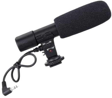 LOLIPPYY Microfono per Interviste Cardioide Professionale per Fotocamera DSLR e Videocamere Microfono di Registrazione con e Montaggio Compatibile con Smartphone e Tablet