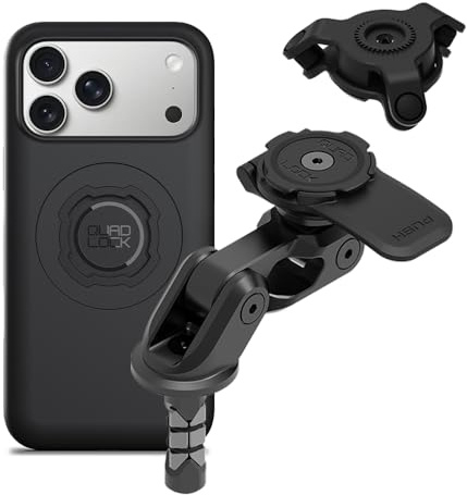 QUAD LOCK Gabelschaft-Handyhalterung für Motorrad PRO mit Vibrationsdämpfer und MAG-Hülle für iPhone 17 Pro Max