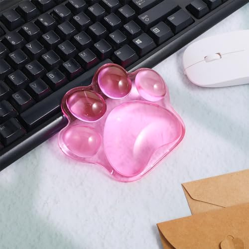 Thinp Cat Paw Wrist Gel Pad, Ergonomic Mouse Pad with Wrist Rest Non-Slip Comfort Gel Mouse Wrists Rest for Gaming Office Home Desk Computer Laptop (Pink)