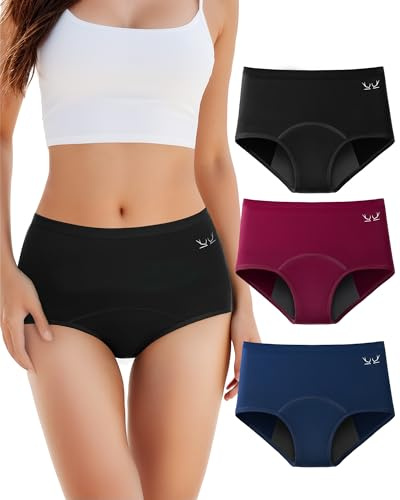TANSTC Underbyxor damunderkläder mjuk bomull, 5-pack underkläder kvinnor, stretch hög midja trosor damer, ventilerande sexiga trosor damer, hipster damer dotter finns som present | Menstruationsunderkläder flickor hög midja menstruation underkläder kvinnor trosor 3-pack
