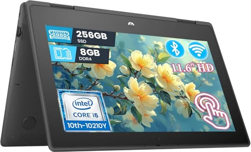 HP ProBook X360 11 G6 EE 2-in-1 Laptop Touchscreen, Intel Core 10th Gen i5-10210Y, 8GB RAM, 256GB SSD, 11.6-inch, US QWERTY Keyboard, Win11 Pro (Refurbished)