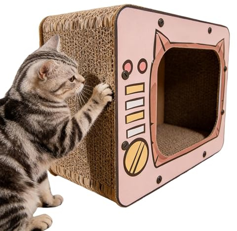 Casa de cartón para gatos, casa de cartón, rascador, túnel de juego, tabla de afilar uñas, lugar de descanso interior para mascotas, protección de muebles de juego para conejo, hámster
