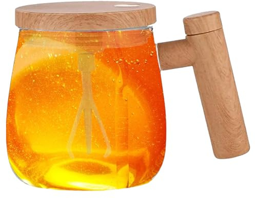 Tasse à mélange automatique – 400 ml pratique et utile, tasse à mélanger électrique haute vitesse, tasse à café auto-mélangeuse avec poignée de rangement | Tasse à café en verre pour la maison, les