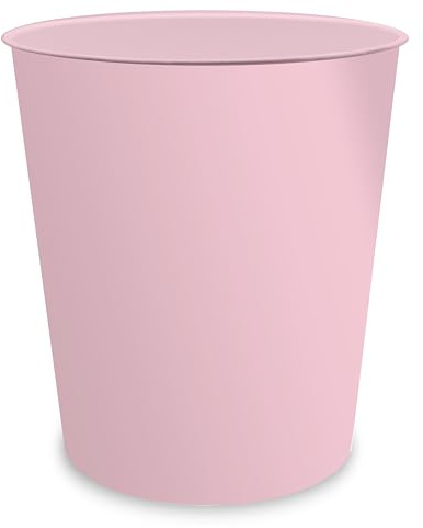 itenga Papierkorb Büro groß ca 15 Liter – Abfalleimer aus robustem Kunststoff - 35 cm hoch Ø oben 26 cm, leicht zu reinigen, dezente Farben & Muster (einfarbig - rosa)