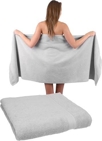 Betz 2 Stück Saunatücher XXL Badetuch Liegetuch Strandlaken Saunahandtuch Premium Frottee 100% Baumwolle Größe 70 x 200 cm Farbe Silbergrau