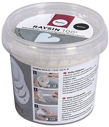 Rayher Fine Casting Powder Raysin 100 for Crafts, Plaster of Paris for Modelling, pure white, 400g, 34406102