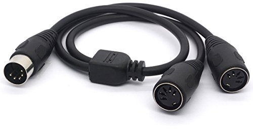 HTGuoji MIDI Splitter Kabel - 5 Pin DIN Stecker Auf 2 DIN Buchse - Smartphone AUX Kopfhörer Stereo Klinkenstecker Adapter Y Eingangskabel Für Keyboard, E-Piano, Synthesizer, Gitarre