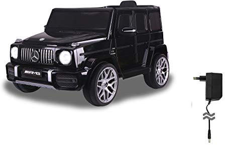 JAMARA 460641 Ride-on Mercedes-Benz AMG G 63 12V-2-Gang, 2 leistungsstarke Antriebsmotoren, 12V Akku Lange Fahrzeit, USB, Akkuanzeige, Softanlauf, gefederte Hinterachse, LED, schwarz
