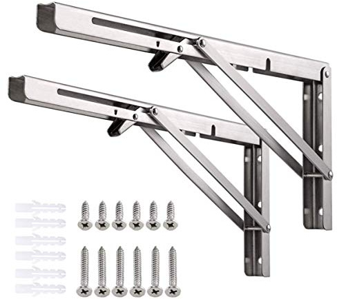 Console pieghevole professionale in acciaio inox, consolle da tavolo, supporto per scaffali e panchine (400 mm, 2 pezzi)