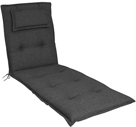 elGiga Liegenauflage 1-Stück Classic Anthrazit 195 x 60 x 8 cm für Gartenliege, mit Kopfpolster, hochwertig, waschbar und pflegeleicht