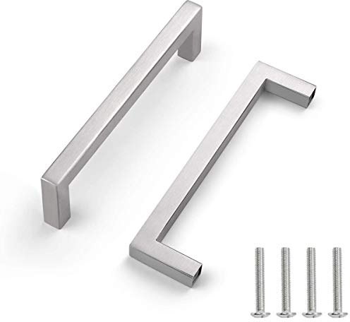 Drenky Tiradores Armarios, Tiradores Cajones de Acero inoxidable 2 piezas Plata 128 mm Centros de orificio Manijas de Muebles con Tornillos para Cocinas, Gabinete